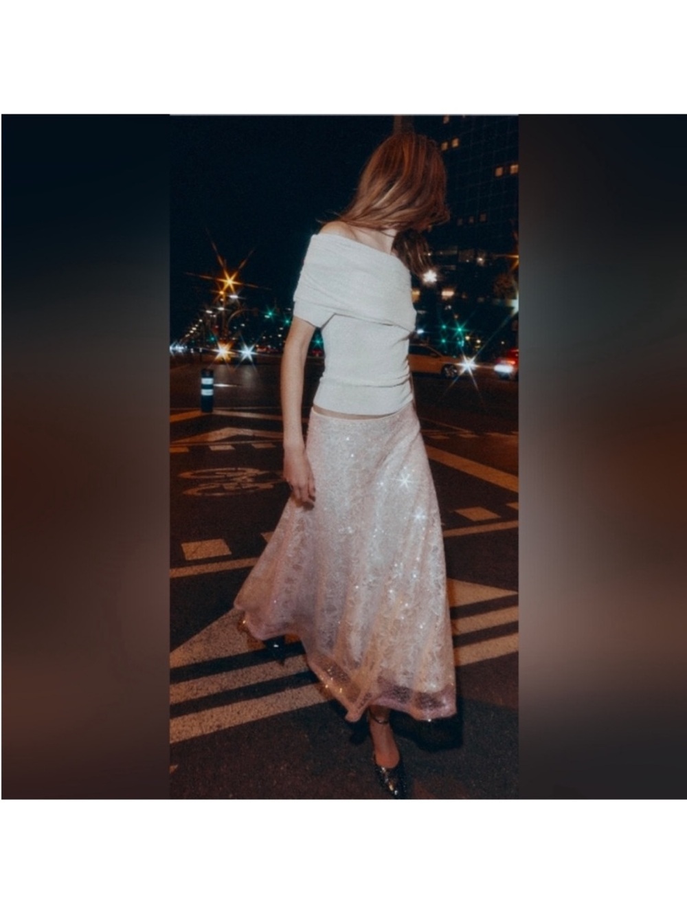 Sparkling Ivory Sequin Maxi Skirt - Picture 6 of 7
